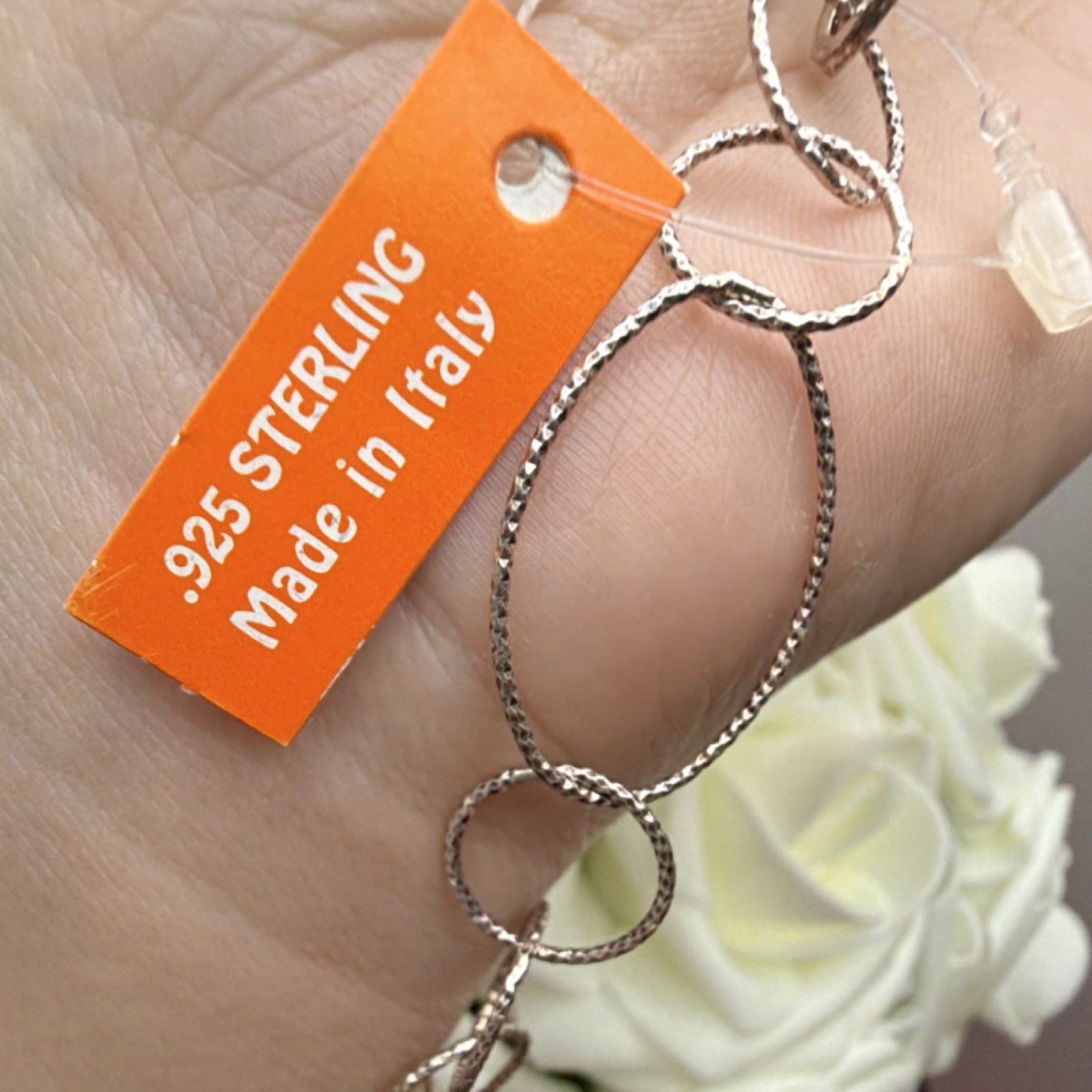 Sterling Silver 925 Oval Link Chain Necklace Made in Italy Lobster 30in