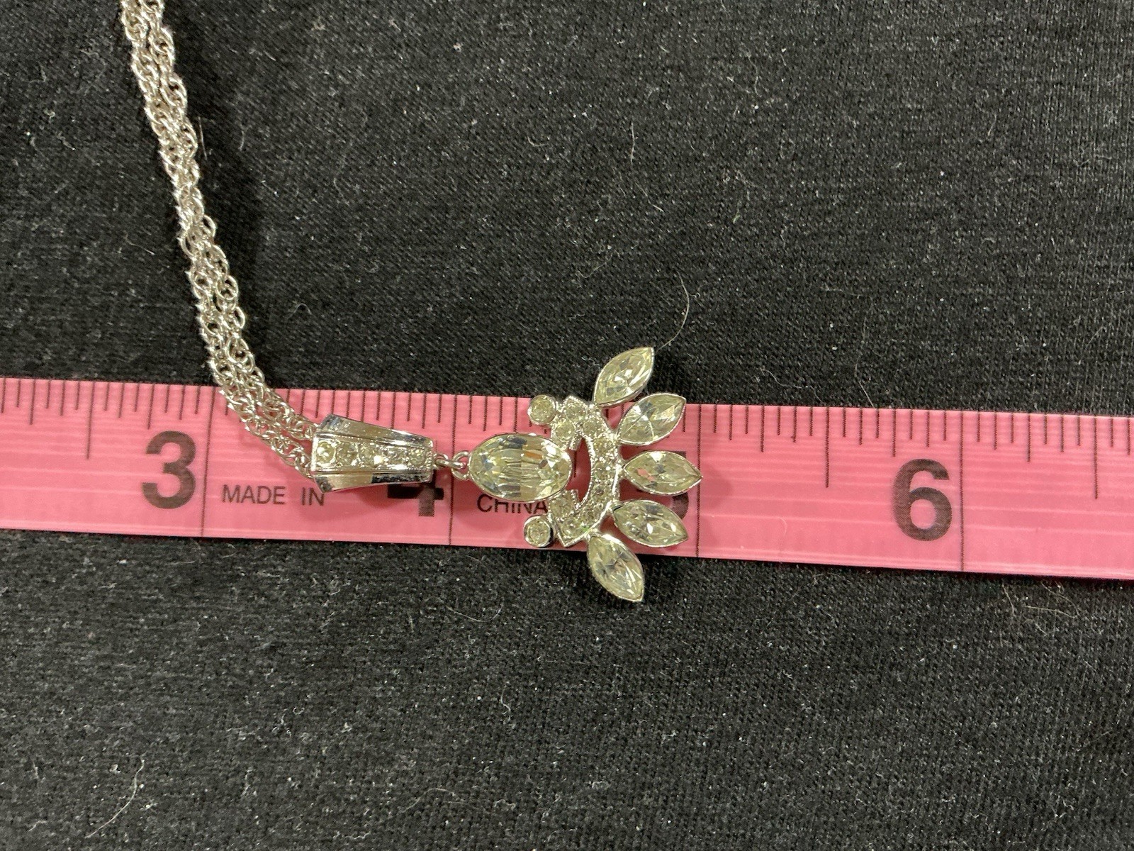 Sterling Silver 925 Marcasite Pendant with Clear Center Stone
