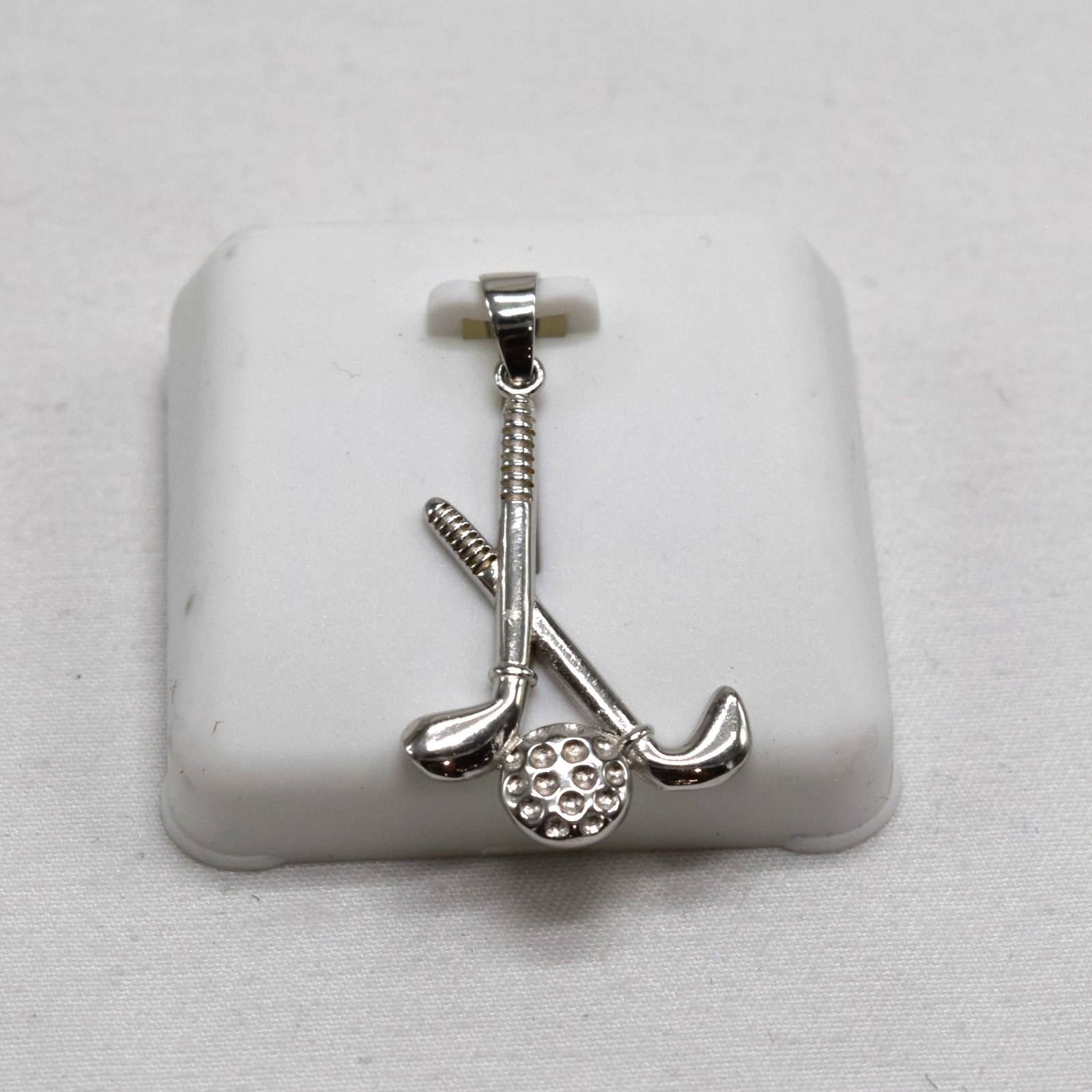New DM .925 Sterling Silver Crossed Golf Clubs & Ball Pendant Charm-1.25″ $50