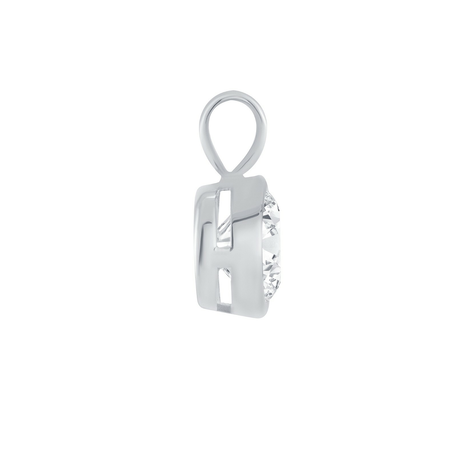 3 Ct Round Cut Solid Real 18K White Gold Solitaire Bezel Pendant 18″ Necklace