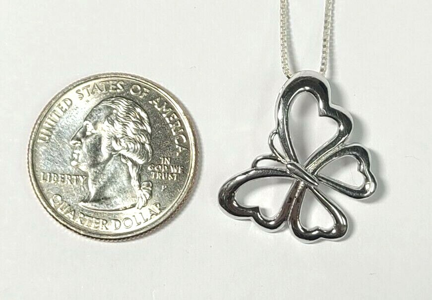Sterling Silver Open Butterfly Pendant with Thin Box Link Necklace
