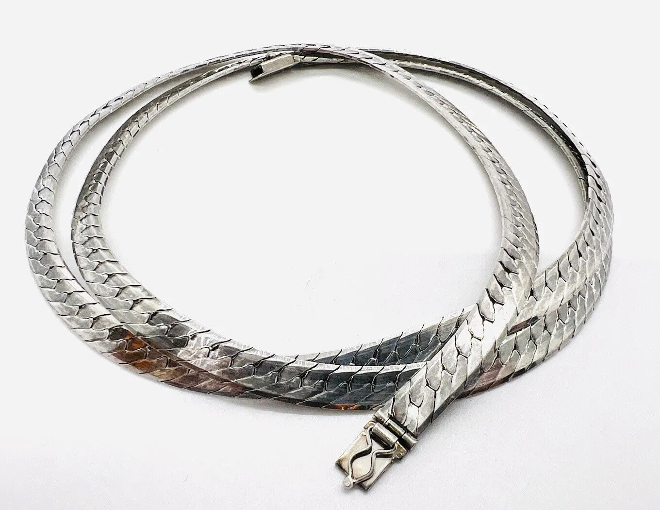 MILOR Sterling Silver Herringbone Chain Necklace 40gm 7mm 30in Vintage Jewelry