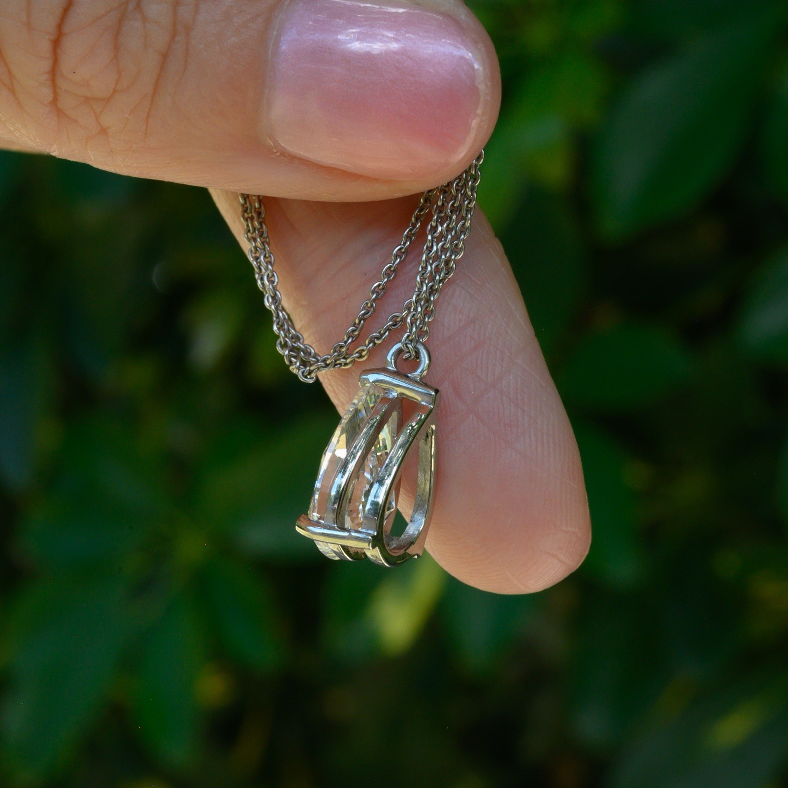 Platinum 950 3.02ct Lab Grown Pear Diamond Solitaire Necklace E VVS1