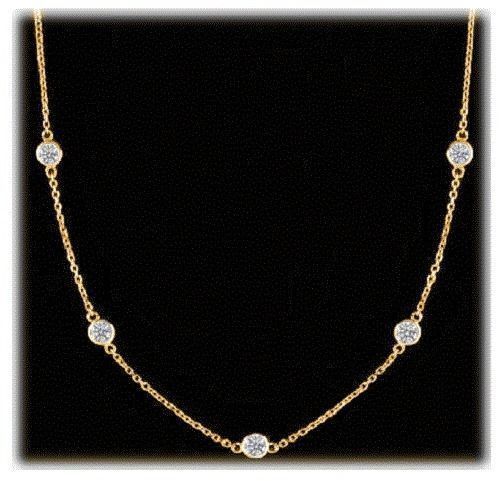 5.70 carat 19 Round Diamonds By The Yard 18k Yellow Gold Necklace 0.30 each 33 “