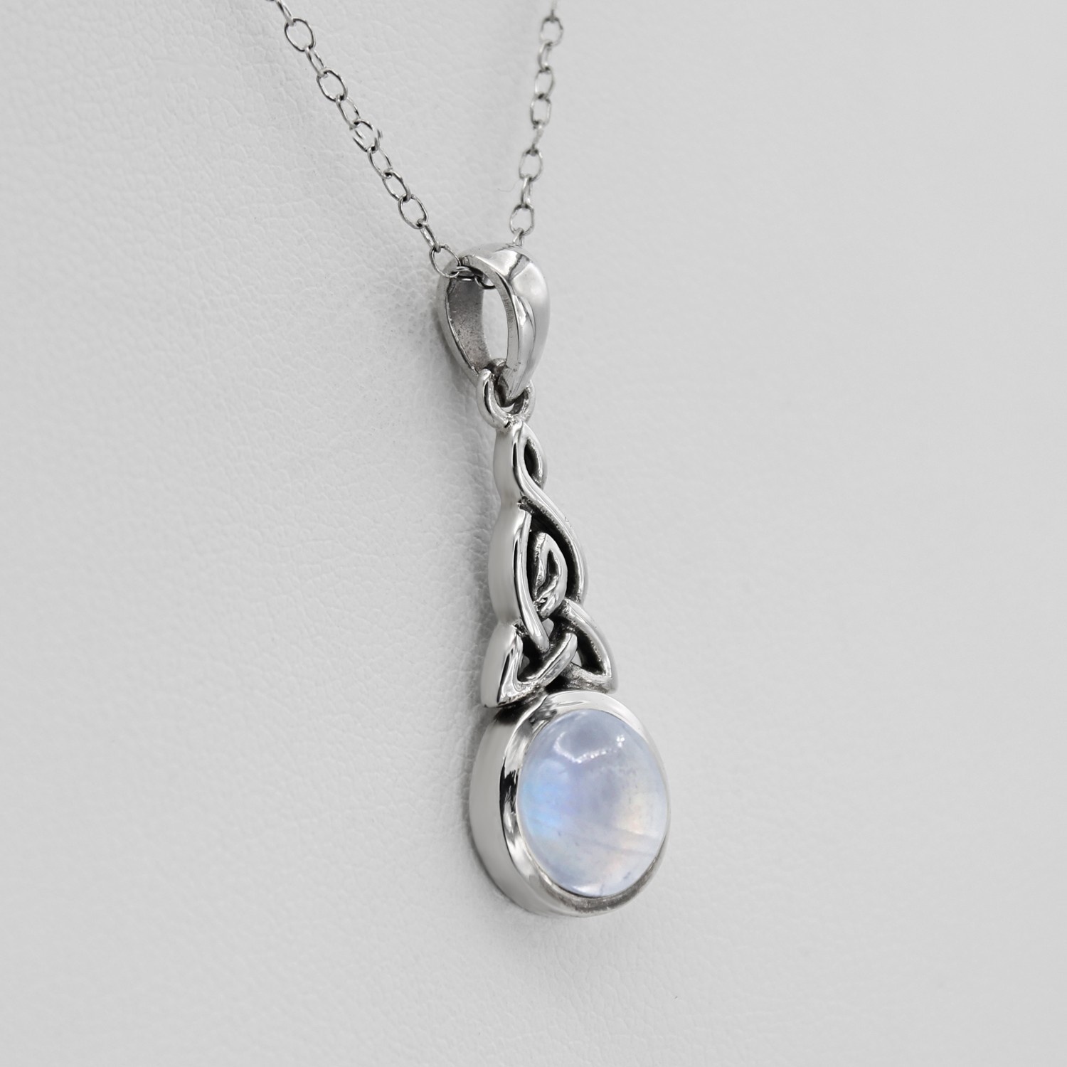 Celtic Moonstone Necklace – .925 Sterling Silver Motherhood Knot Pendant Jewelry