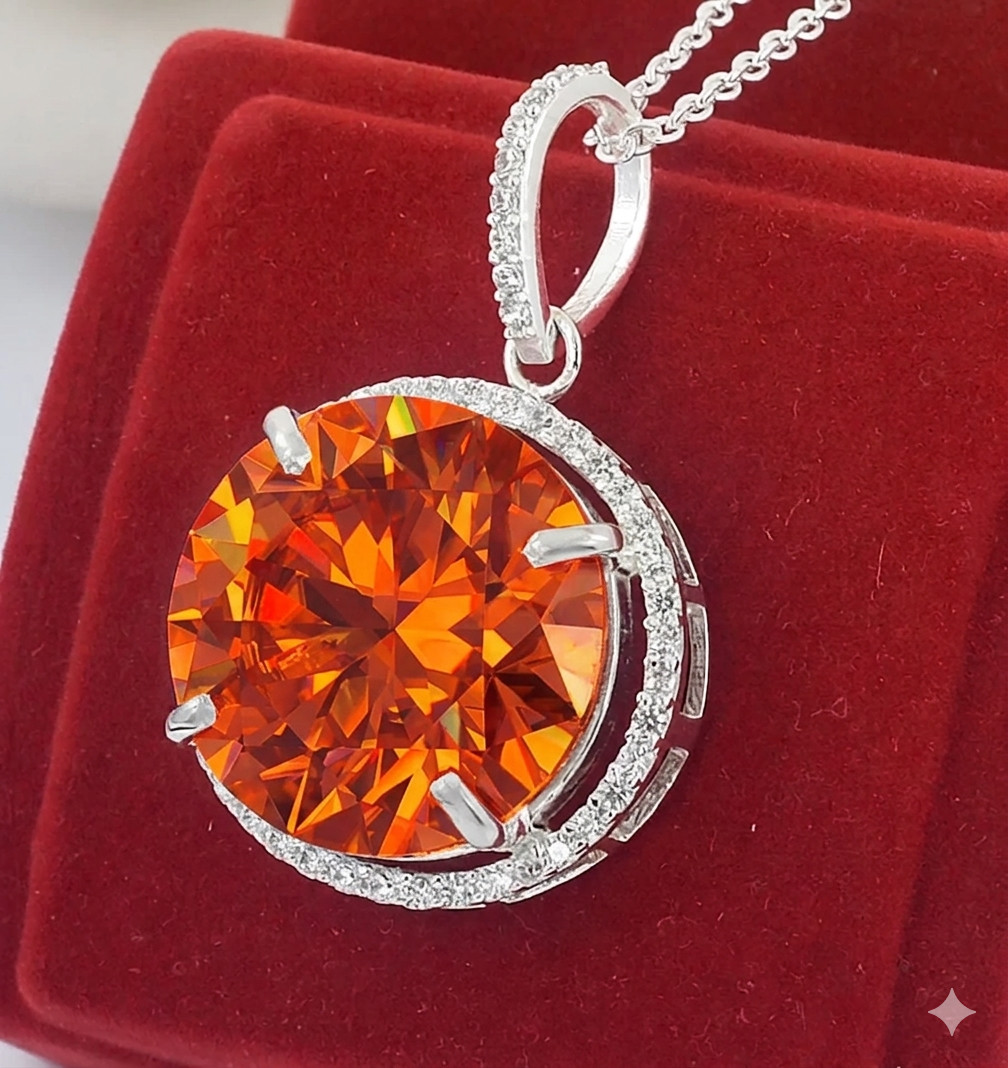 HUGE 55.95 Ct Certified Flame Orange Diamond Pendant Necklace-FREE Diamnod Studs