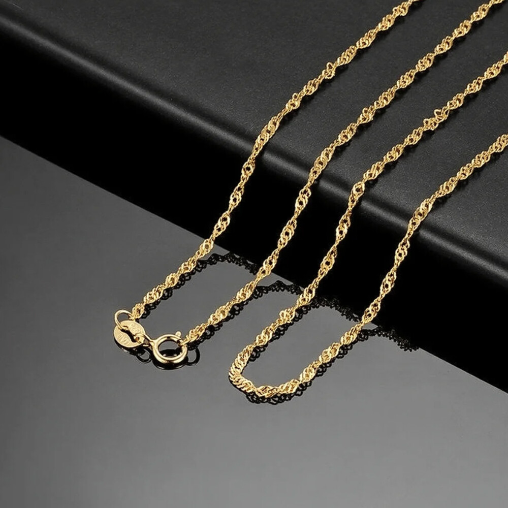 Solid 14k Gold Singapore rope chain Necklace Made in Italy All lengths