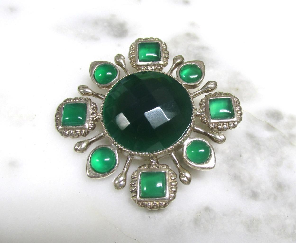 Ail Aluma Unknown Stones Sterling Silver Brooch / Pendant ~ 26g ~ 8-C645