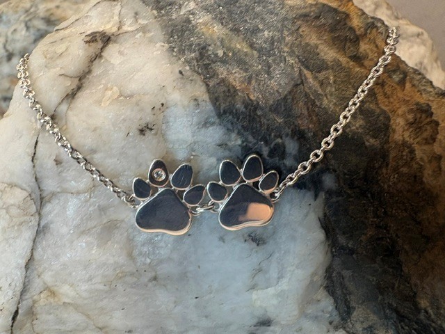 Clogau 9ct Rose Gold Paw Prints Sterling Silver Double-Paw Bracelet 16-18.5cm