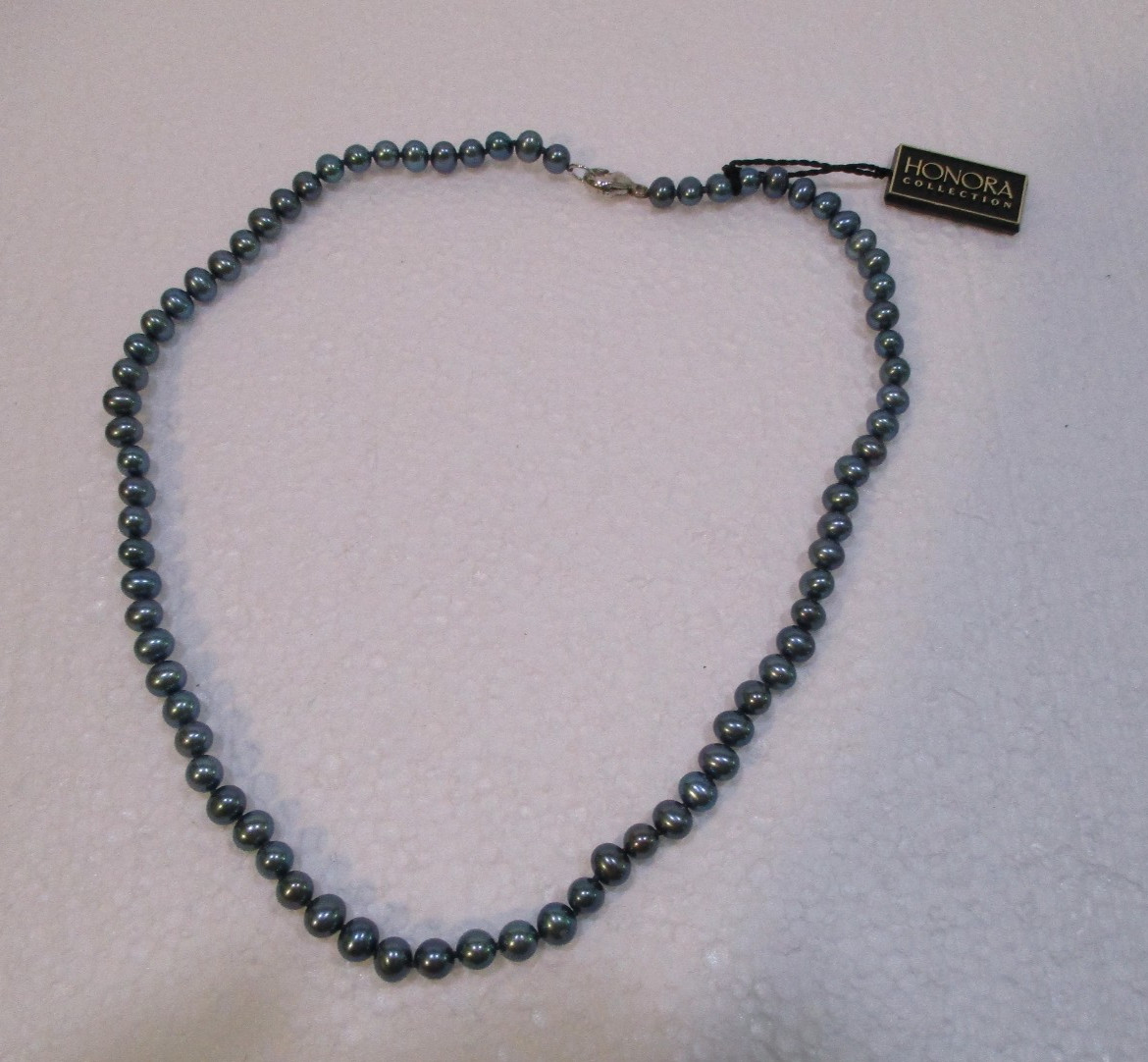 Honora Collections, fresh water grey pearl necklace 17″ sterling 925 clasps