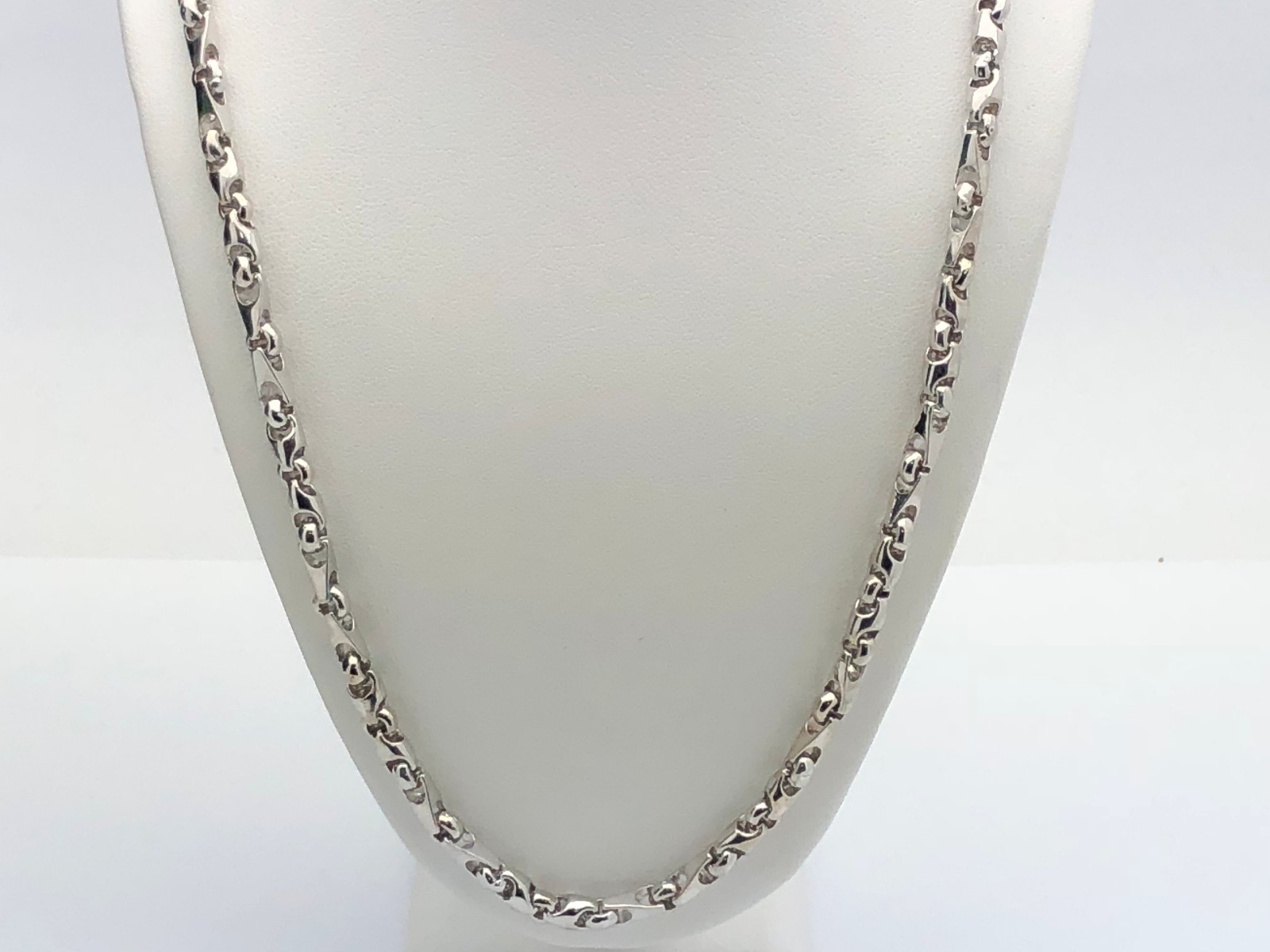 14k White Gold Solid Handmade Fashion Link Necklace 24″ 5mm 55.5 grams