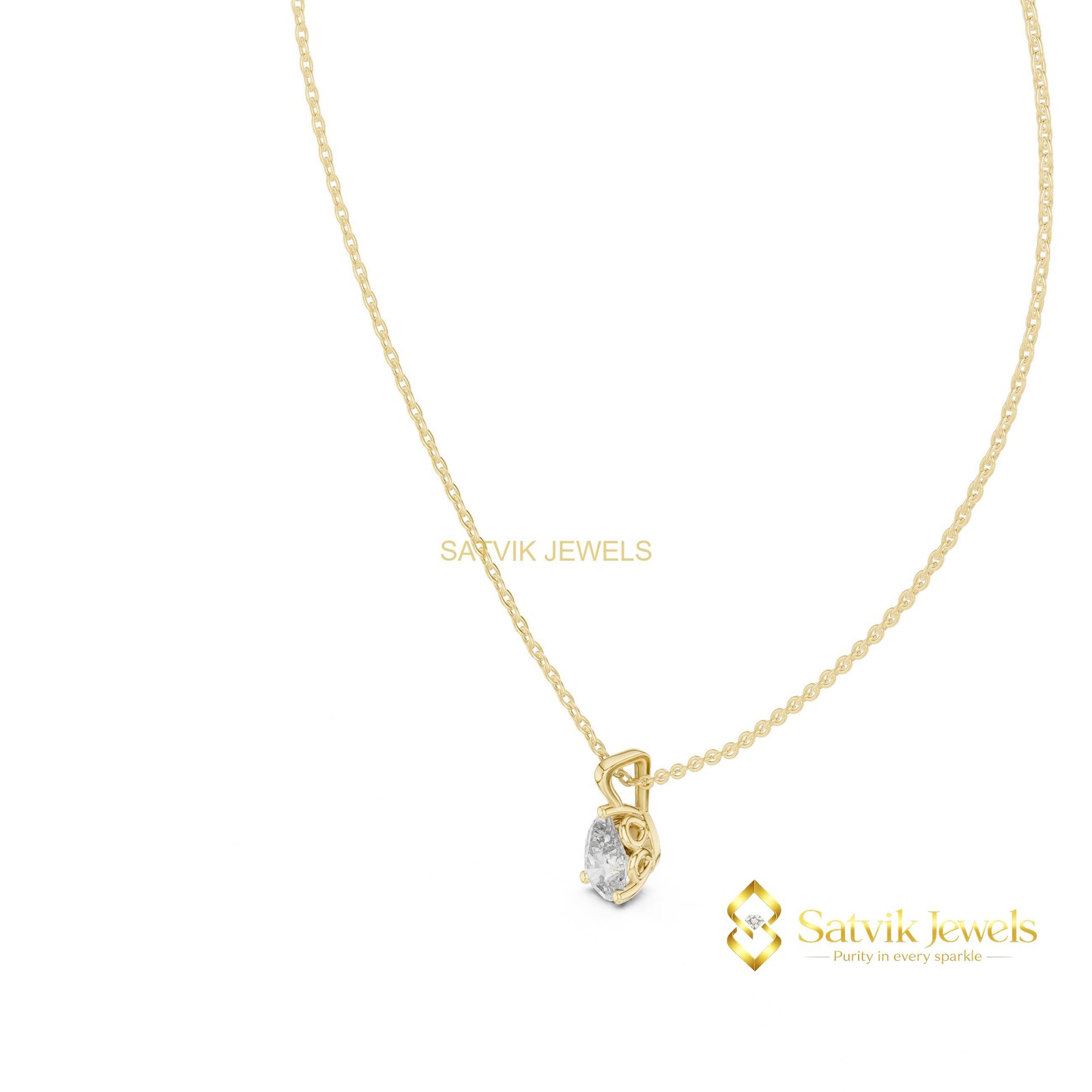 VS1/E Lab Grown/CVD 1Ct Diamond Anniversary Bridal Pendant 10K Gold IGI Pear Cut