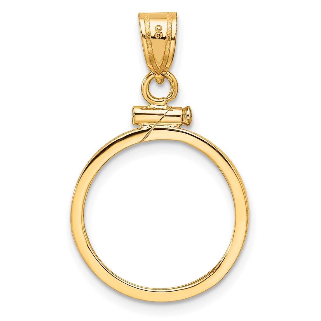 14k Yellow Gold 16.5mm Polished Screw Top Coin Bezel Pendant