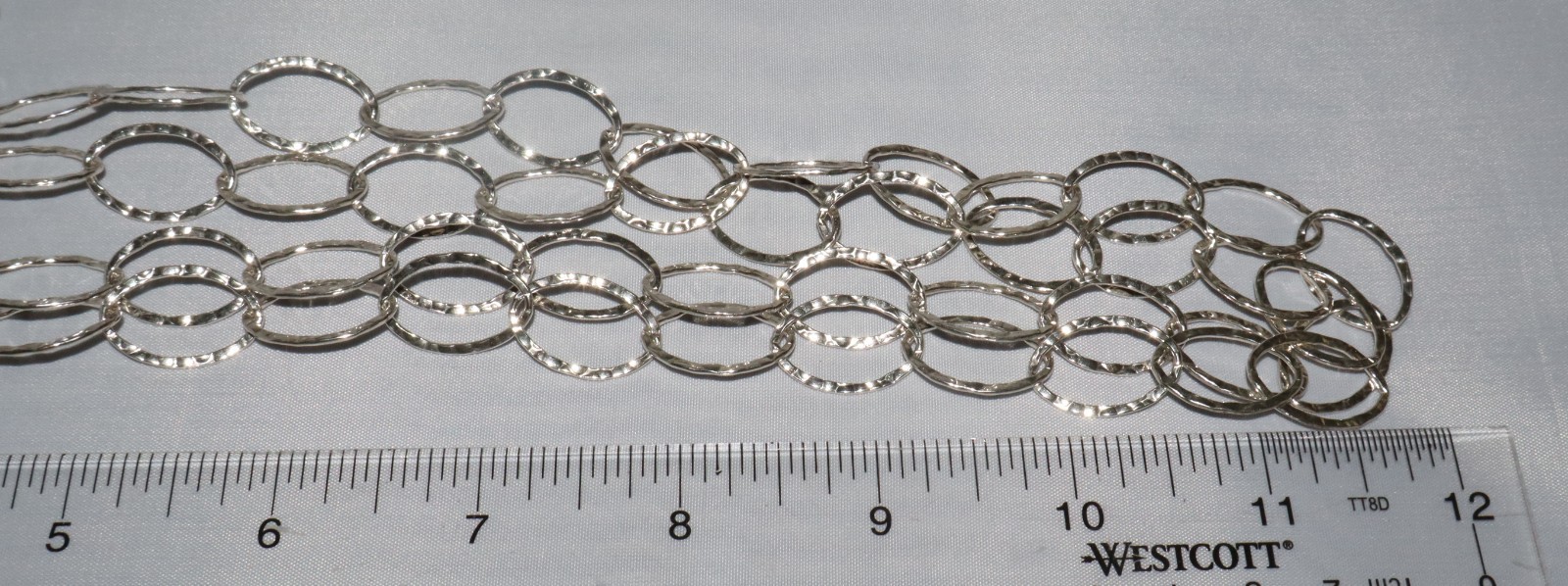 Vintage Prochain Sterling Silver Hammered Oval Link 60″ Long Necklace 51 grams
