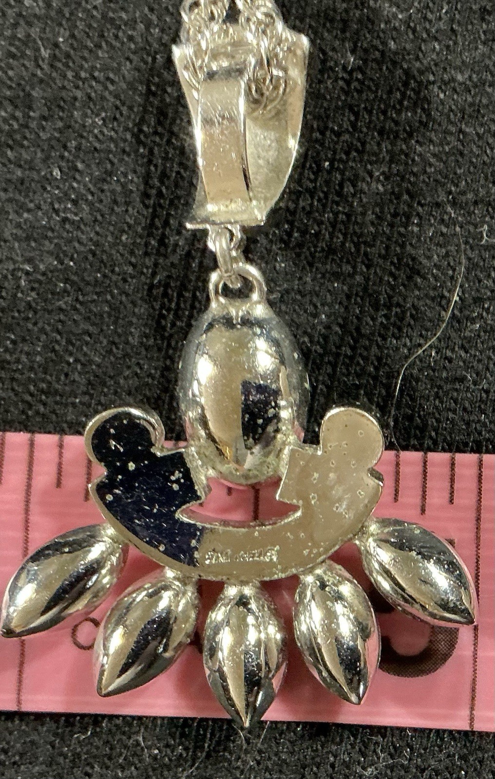 Sterling Silver 925 Marcasite Pendant with Clear Center Stone