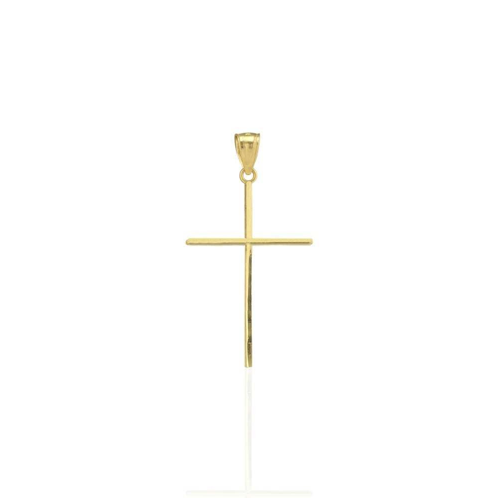 10k Solid Yellow Gold Diamond-Cut Finish Religious Cross Pendant 1.46″