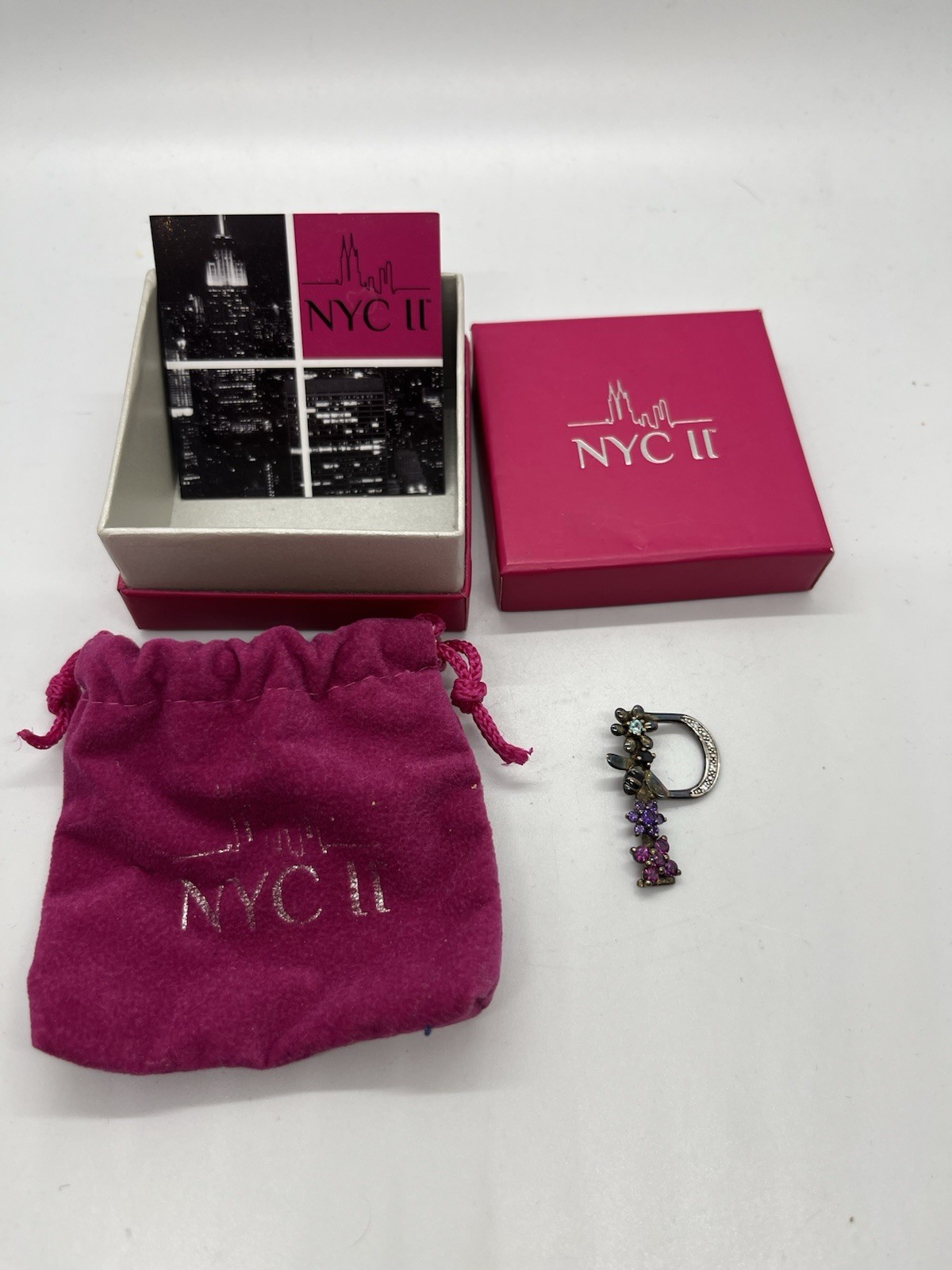 NYC II Jewelry Sterling Silver And Enamel P Pendant And Original Box Package!