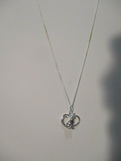 AVON Sterling Silver For The Love Of Animals Necklace “CAT” 19″ Long