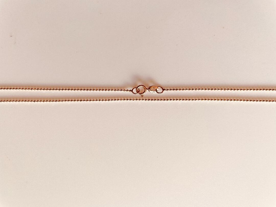 14K Rose Gold Beads Chain 1.7 Grams W: 0.8 mm L: 18 inches (45 CM)-32