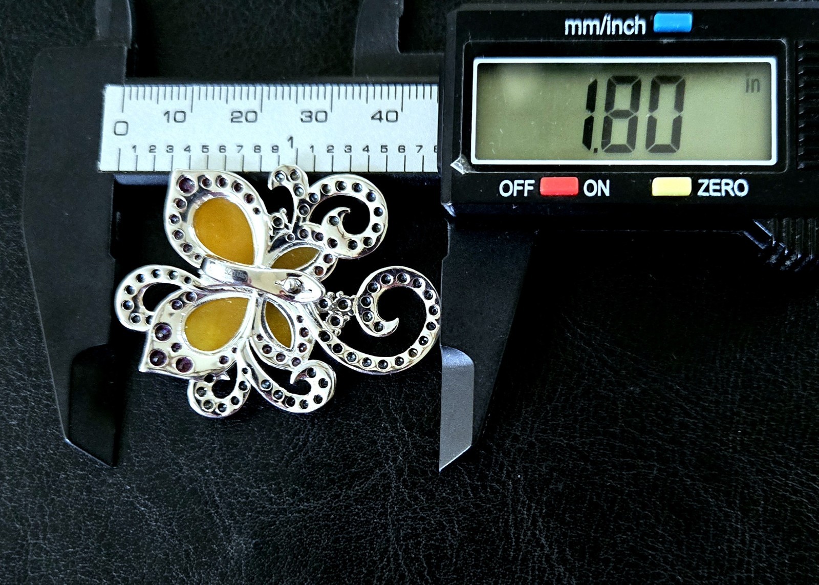 🦋BIG HONEY JADE, TANZANITE ++ 925 STERLING MULTI GEM BUTTERFLY ENHANCER PENDANT