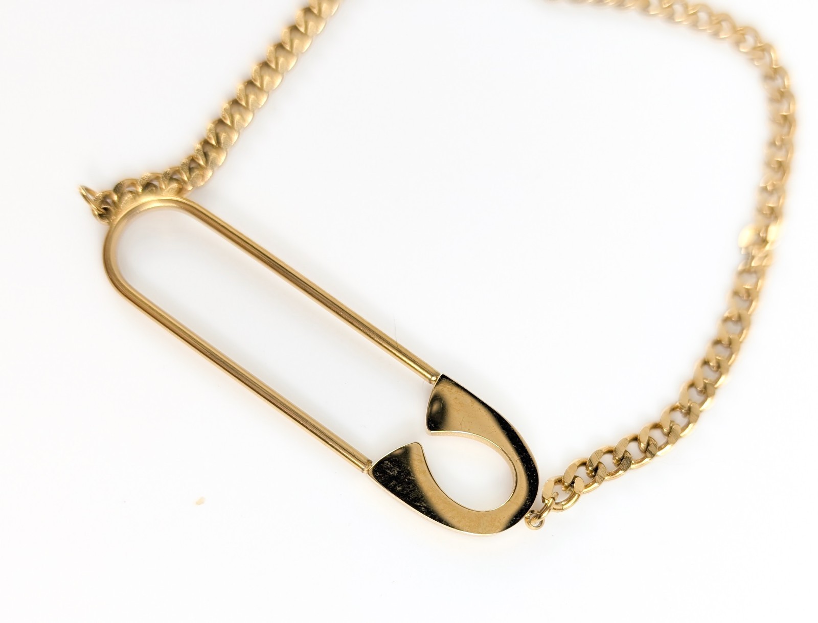 14 inch Gold Plated Chain Necklace Choker with Safety Pin Pendant 2 in Extender