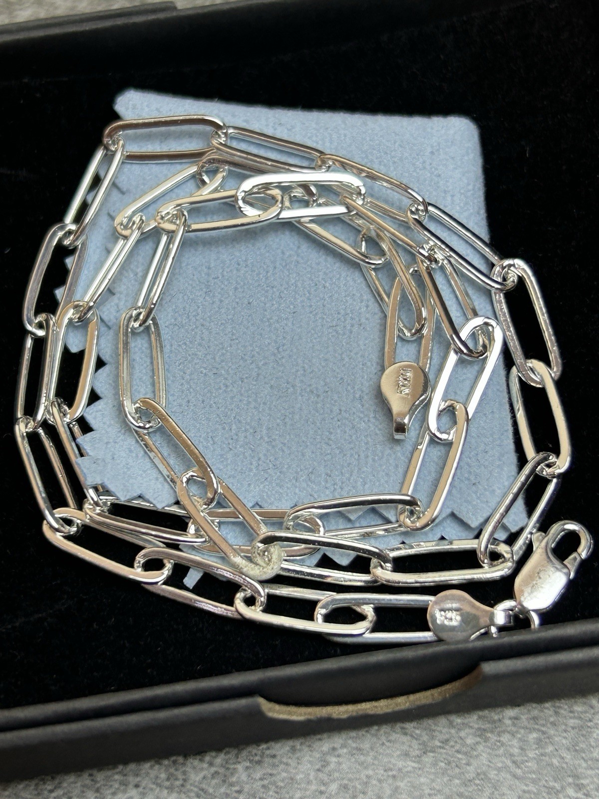 19” 925 Silver Content Paperclip Chain Necklace Luxury Style 5mm