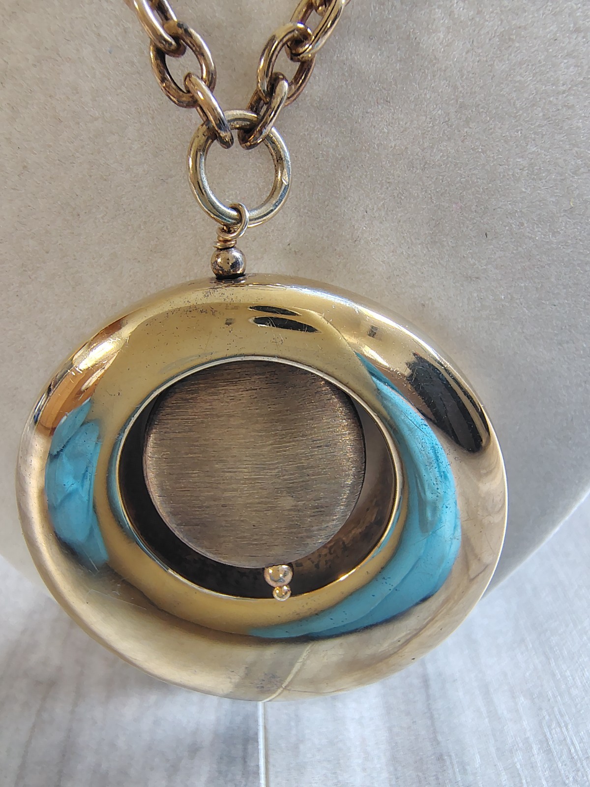 ​Vtg 925 Sterling Silver Gold Vermeil Spinner Pendant Necklace Italy 29g 24″