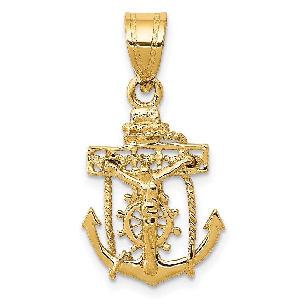 10K Yellow Gold Mariners Cross Pendant for Women 1.02g, L-26mm, 14mm