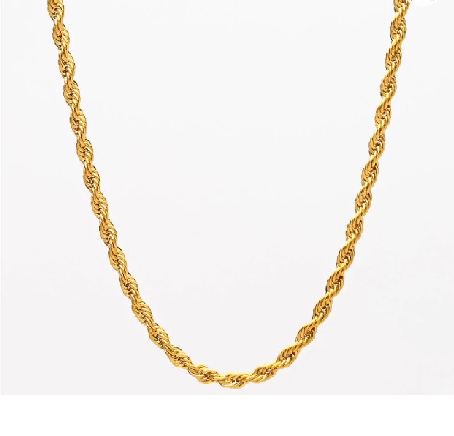 18K Yellow Gold Filled Italian Rope Chain Necklace 16/18/20/22/24/26/28″-32 inch