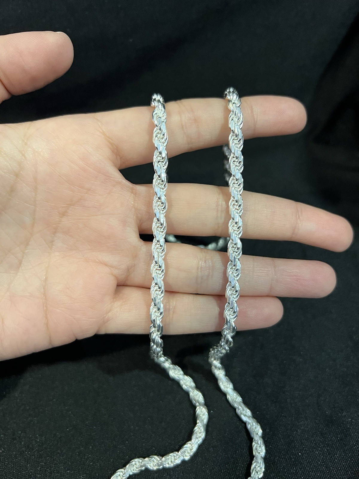 .925 Sterling Silver Men’s Male Women Twisted Rope LONG Chain Necklace 30 inches