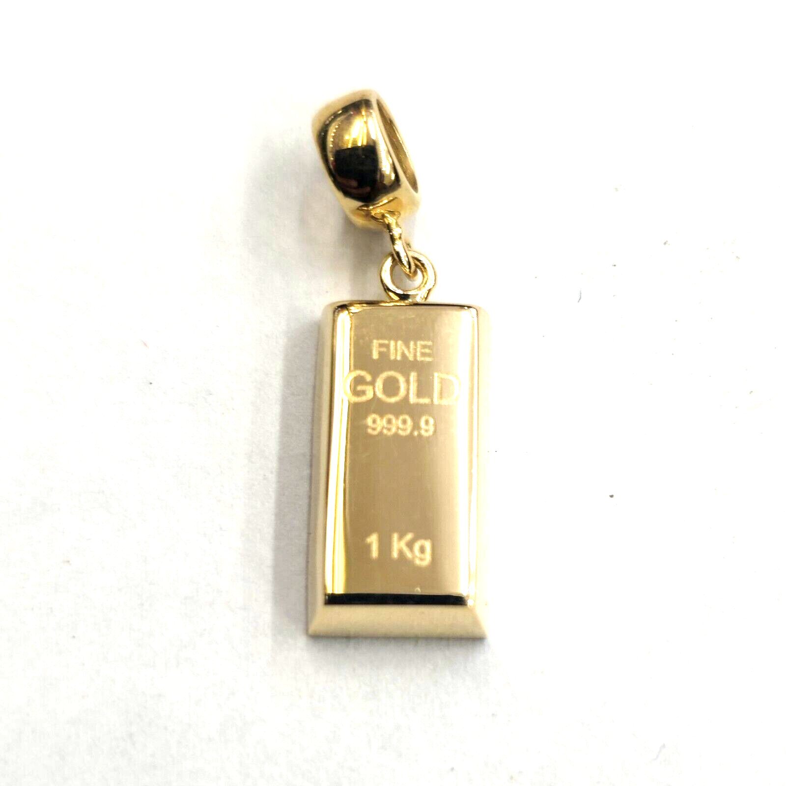14k Yellow Gold Tiny 999.9 fine gold bar brick bar 1kg Pendant Charm Gift 2.2g
