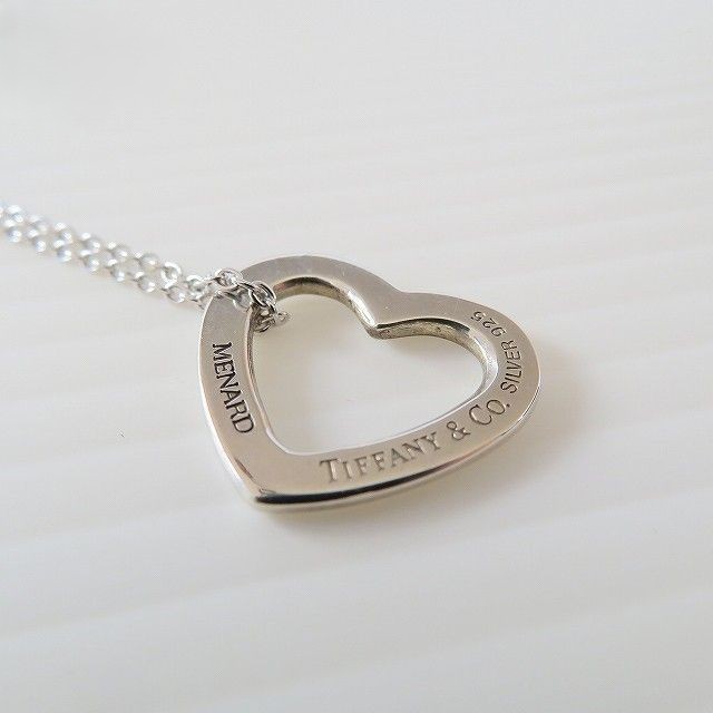 TIFFANY & Co. Silver 925 Menard Open Heart Necklace Pendant L 44cm 17.3in Used