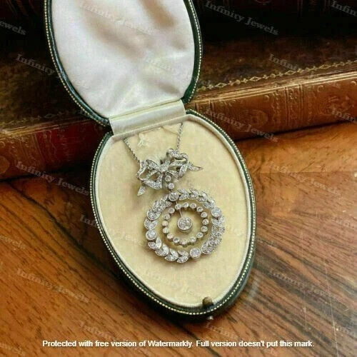 2.30Ct Lab Created Diamond Round Cluster Pendant 14K White Gold Plated Free 18”