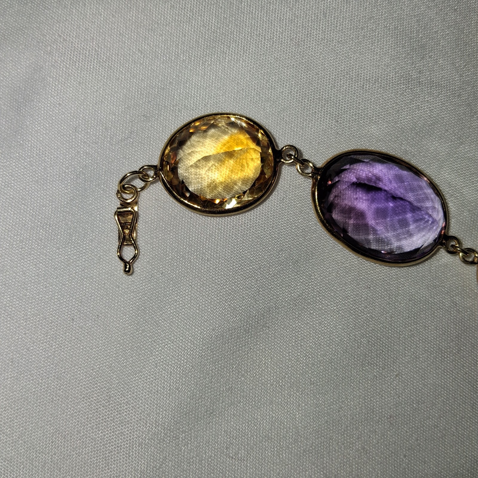 18k Yellow Gold multi color shape stone long necklace