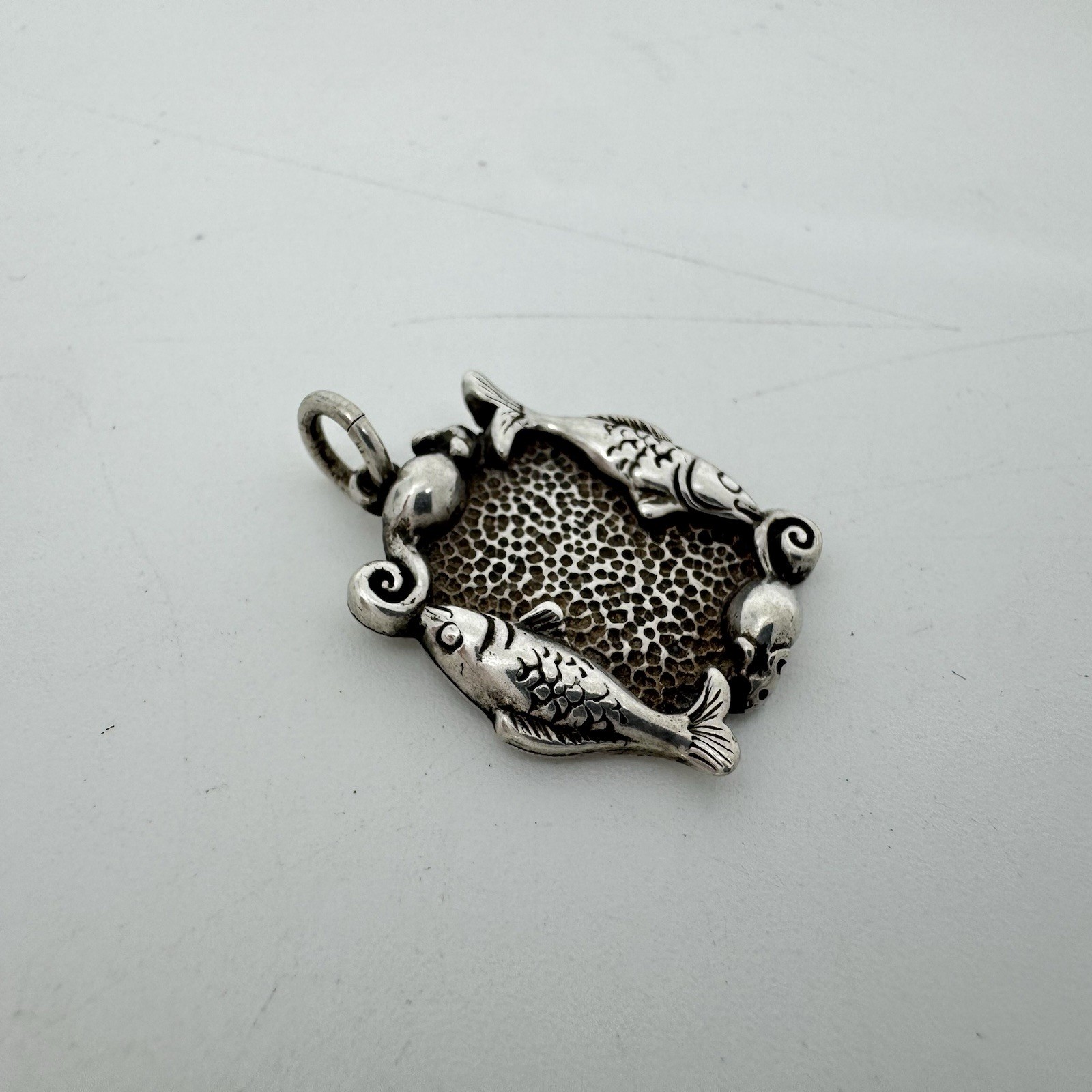 Fish Mouse Kitty Cat Pet Photo Frame Locket Picture Holder Pendant Sterling VTG