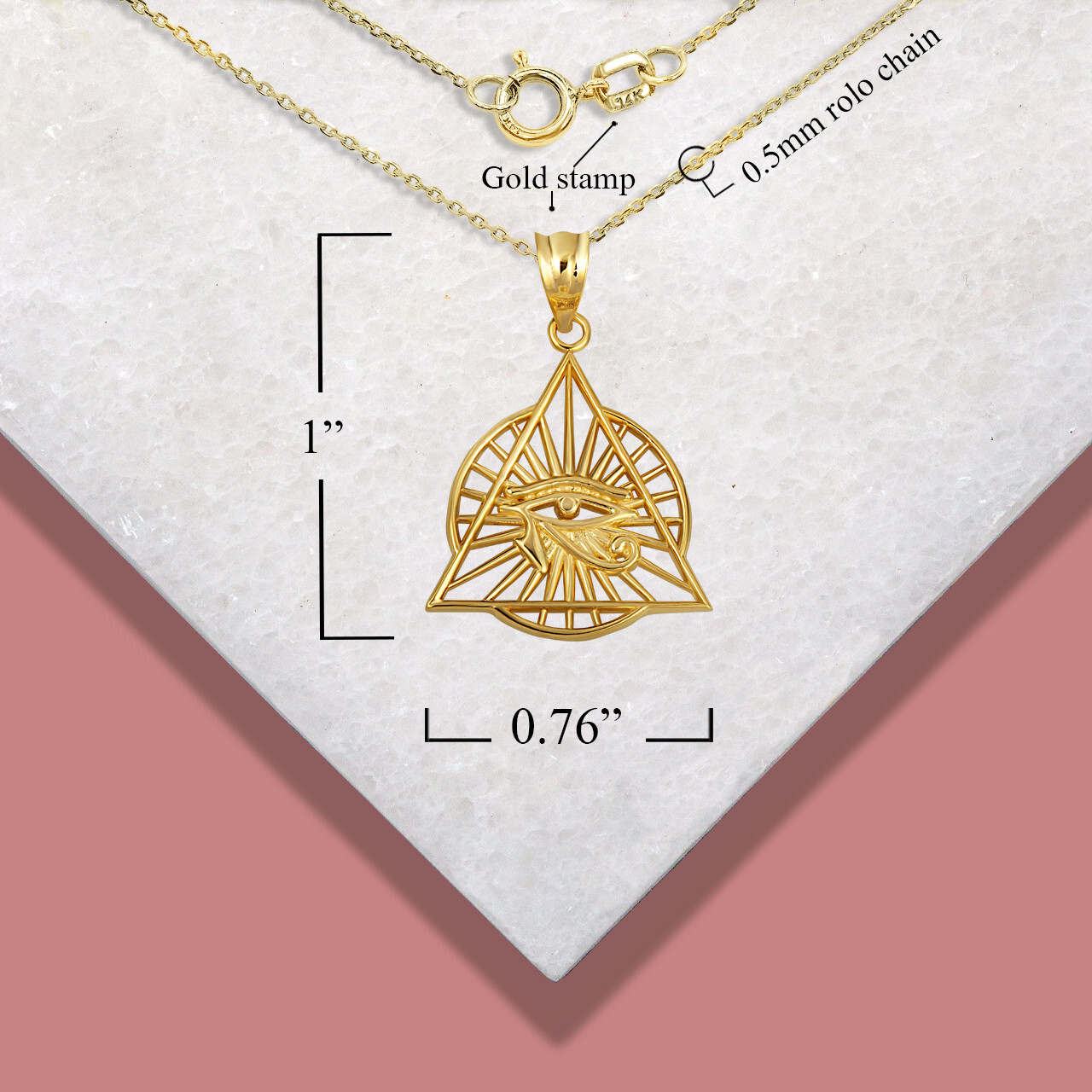 Gold Egyptian Illuminated Eye Of Horus Wedjat Necklace(Yellow/Rose/White)