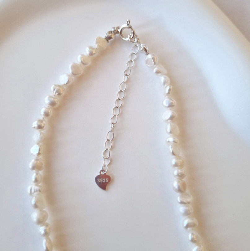 925 Sterling Silver 4mm Natural Freshwater Pearl Choker Necklace Minimalist