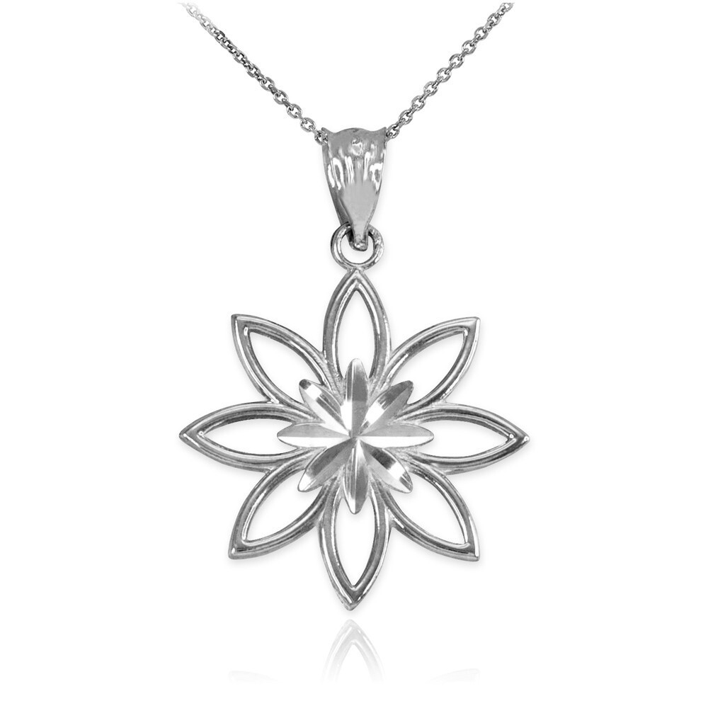Gold Polished Daisy Pendant Necklace (Available in Yellow/Rose/White Gold)