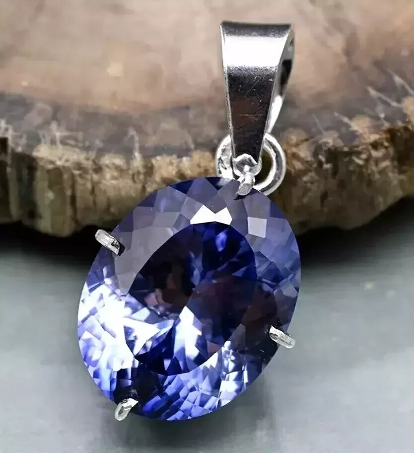 A+ Natural Sapphire Blue Oval Cut 925 Solid Silver 26 Ct+ Pendant Loose Gem