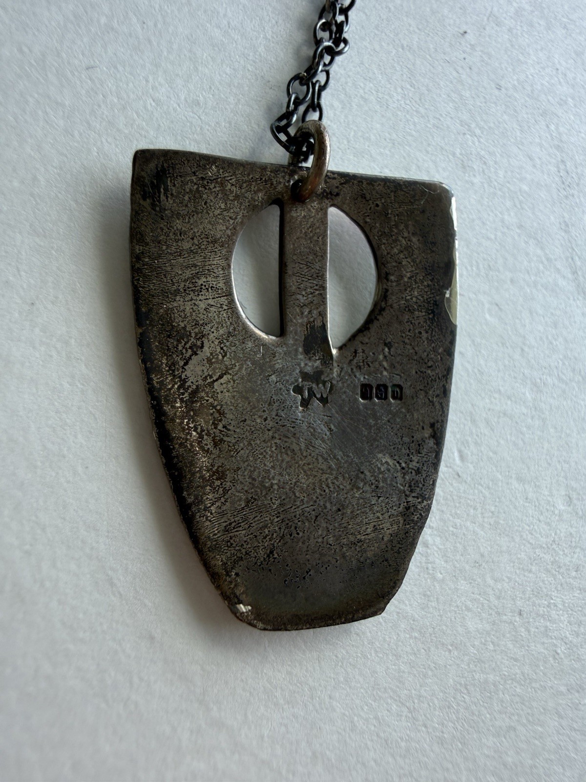 Vintage 925 Sterling Silver Enamel Celtic Shield Pendant Necklace Hallmarked