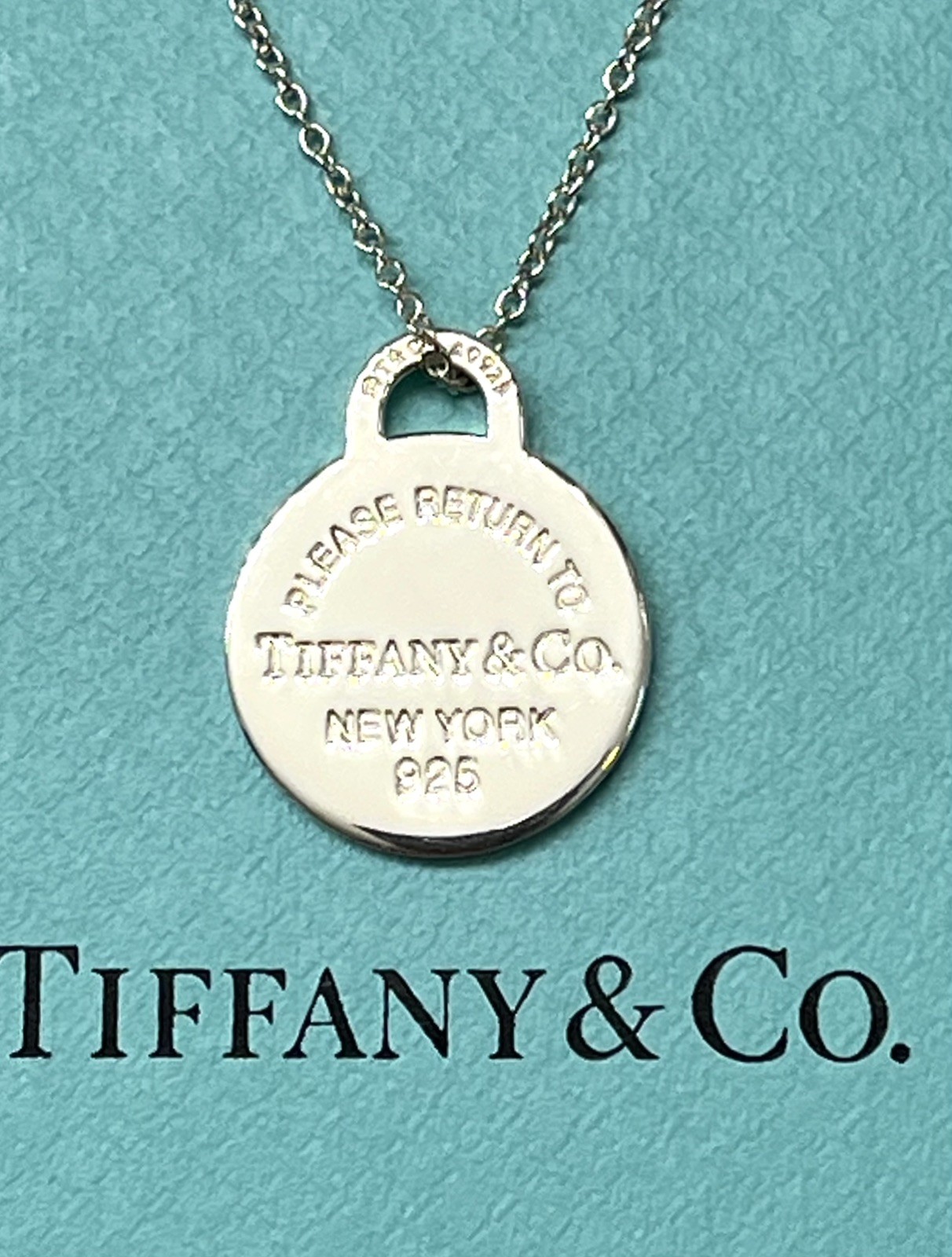 Tiffany & Co.RTT Blue Enamel Sunburst Heart Rd Adjustable 16-18”Pendant SS925