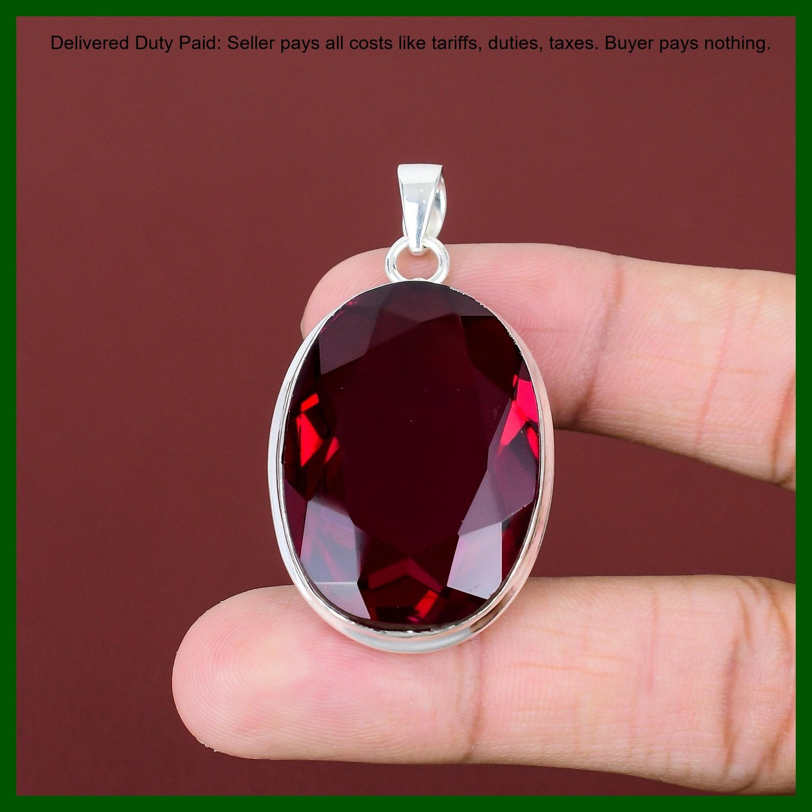 Oval Rubellite Stone Anniversary Sister Birthday Wedding Boho Pendant 925 Silver