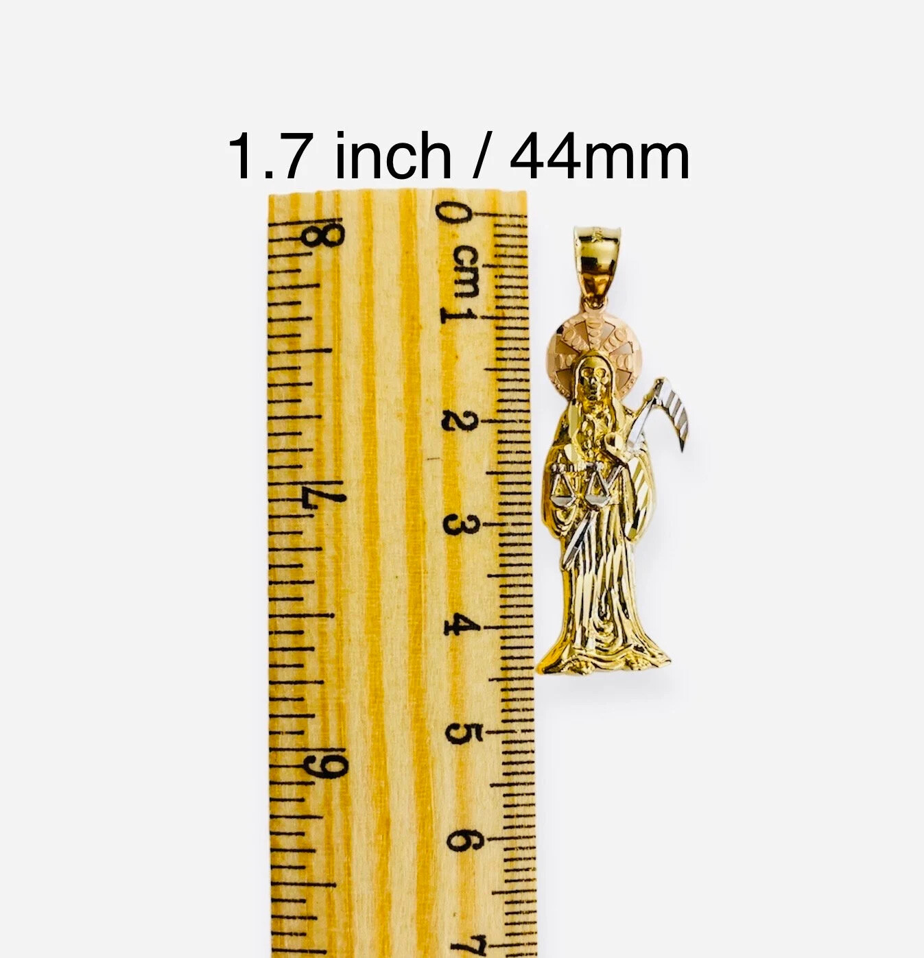 14K Solid Gold Santa Muerte / Grim Reaper Pendant, 14K Santa Muerte- PT01159