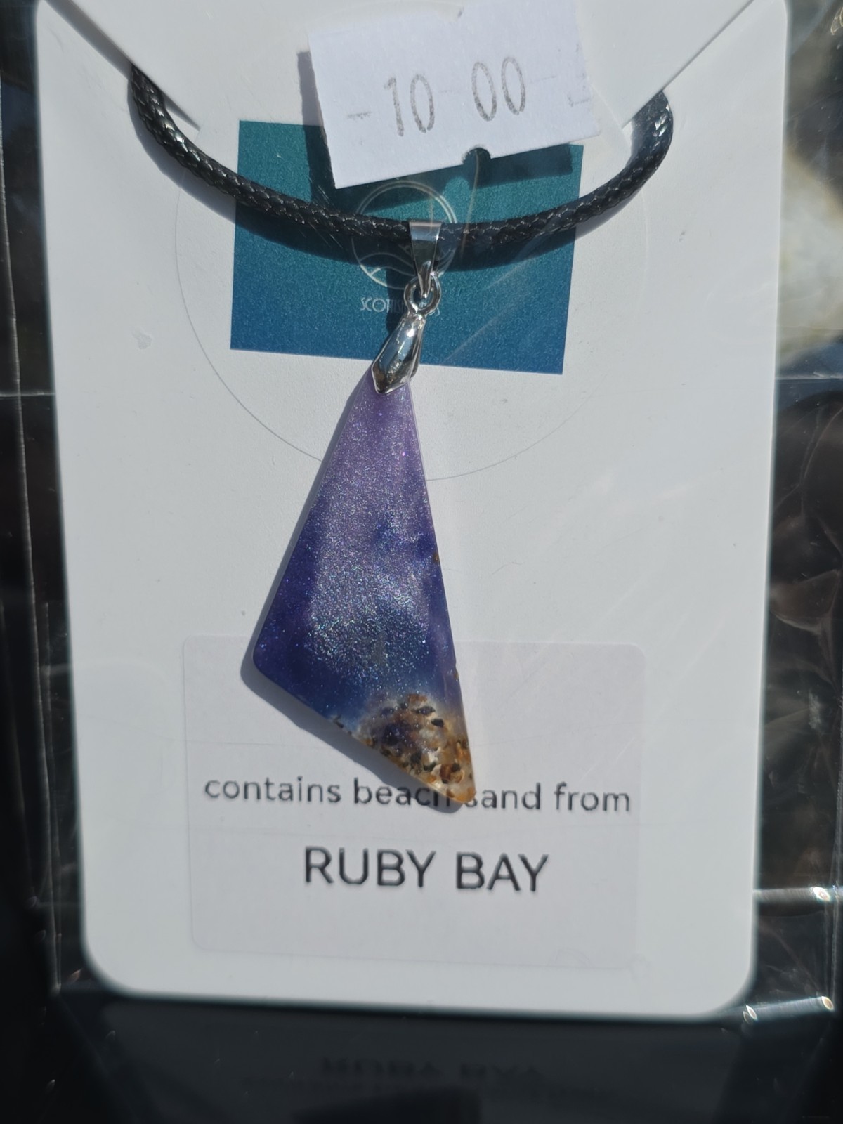Scottish Beach Sand Pendant With 20′ Vegan Leather Cord/ Chain