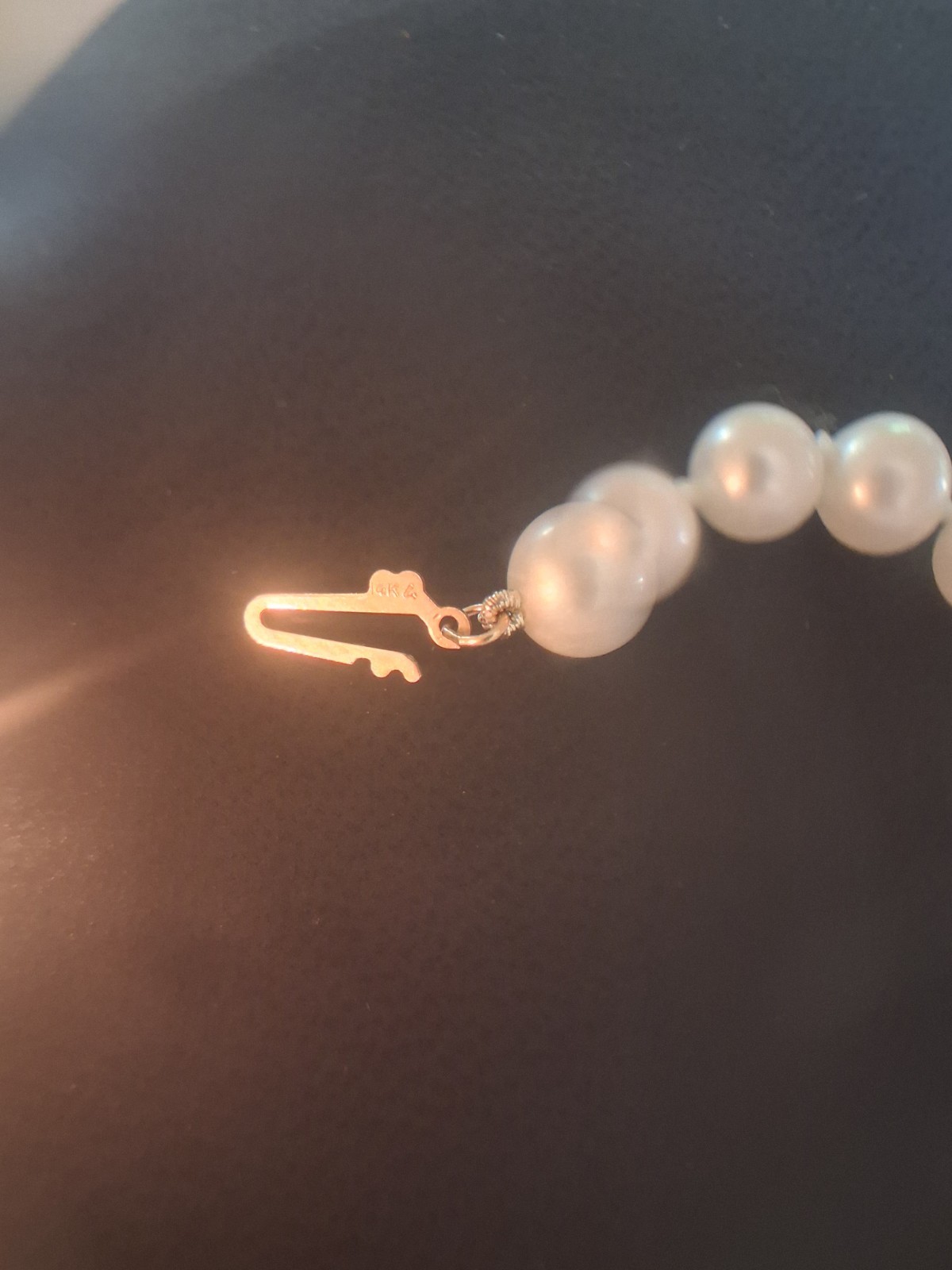 Vintage Cultured Pearl Necklace 14k Yellow Gold Filigree Clasp Knotted 24 Inches