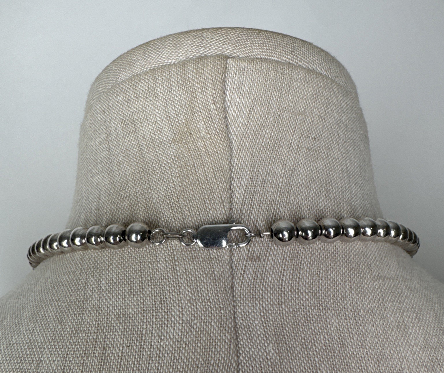 RIC Sterling Silver Graduated Bead Ball Necklace 18″ Italy 925
