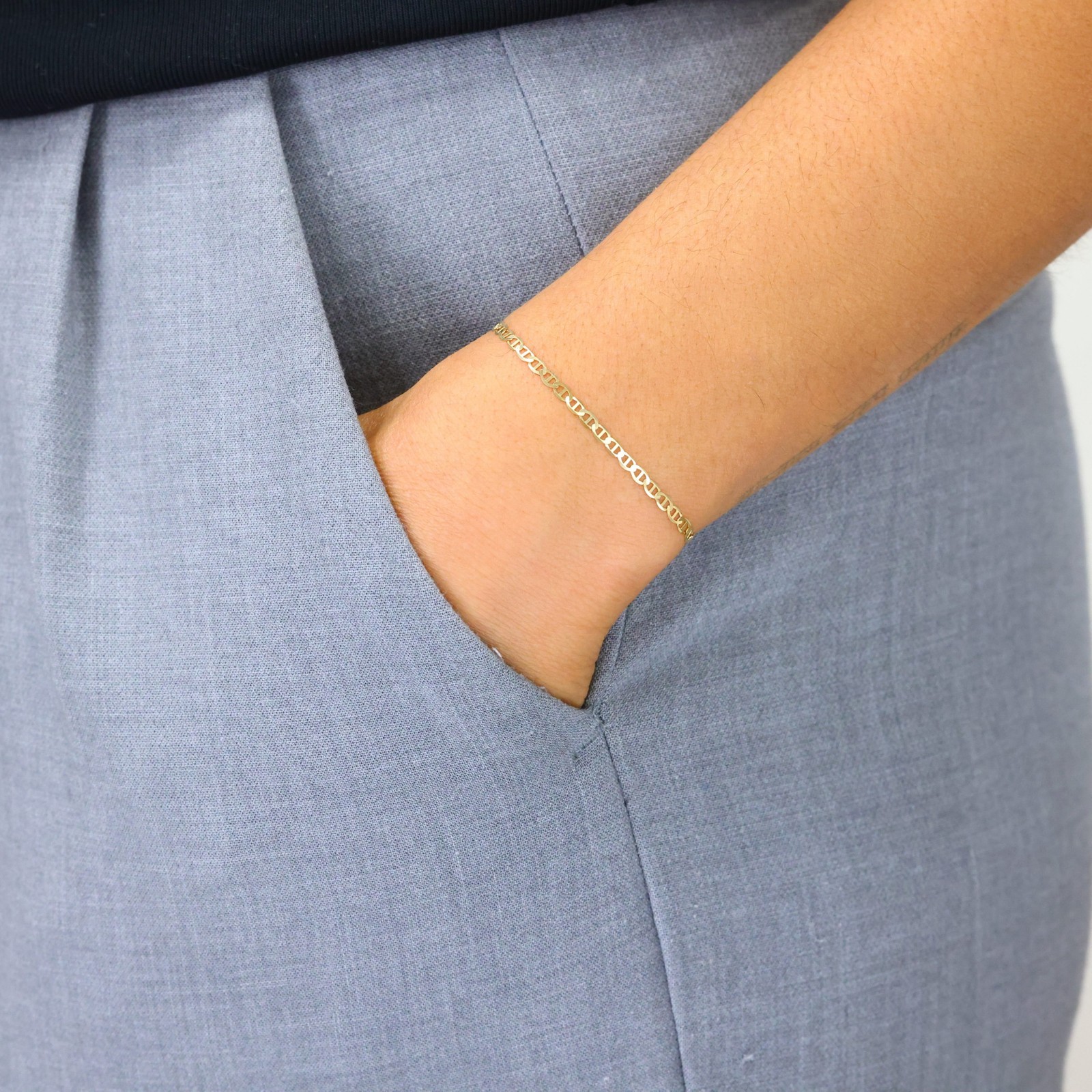 10K Yellow Gold Solid 2.5mm Mariner Anchor Chain Bracelet Anklet 7″ 7.5″ 8″ 9″