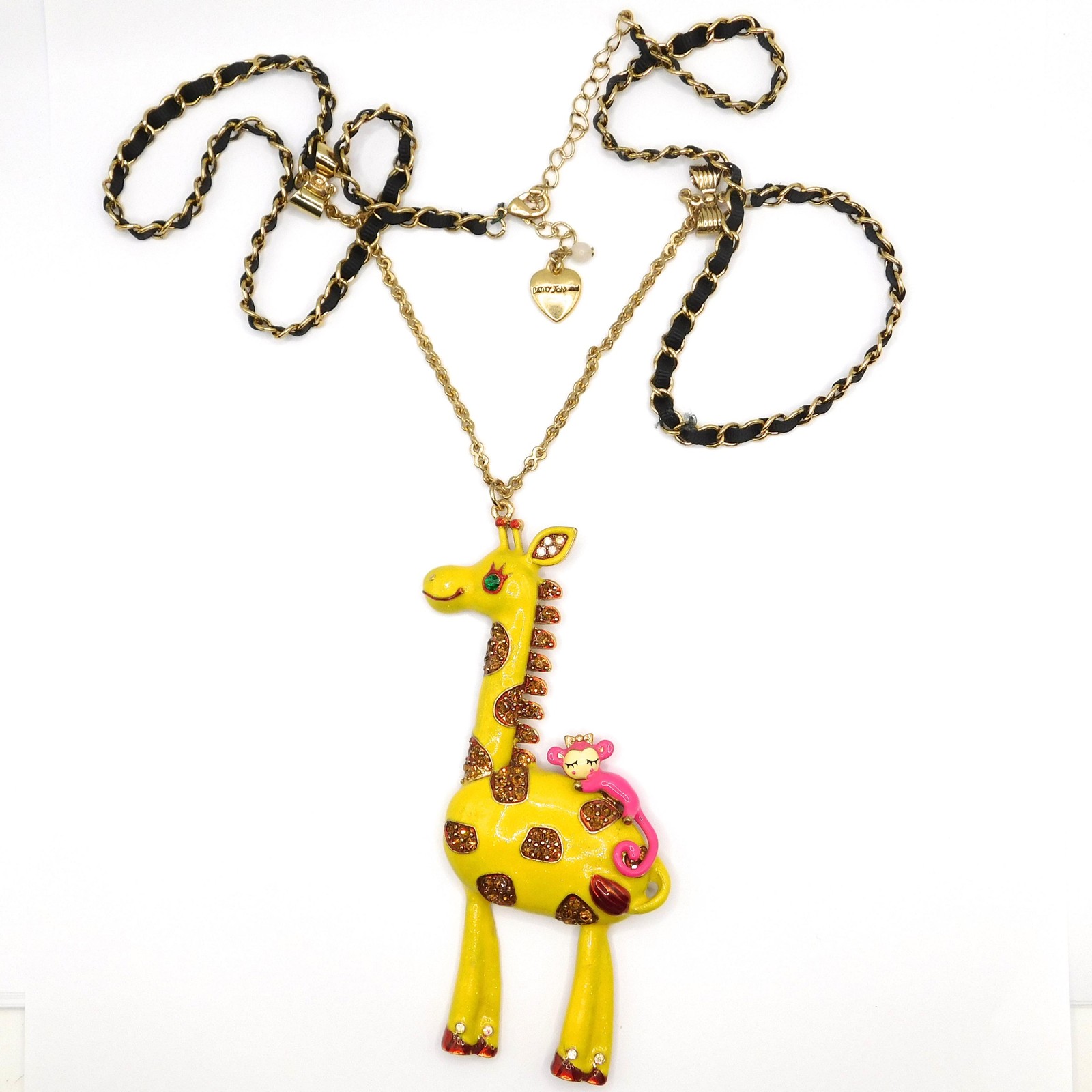 WHIMSICAL VINTAGE BETSEY JOHNSON GIRAFFE PENDANT NECKLACES IN VERY GOOD CONDITIO