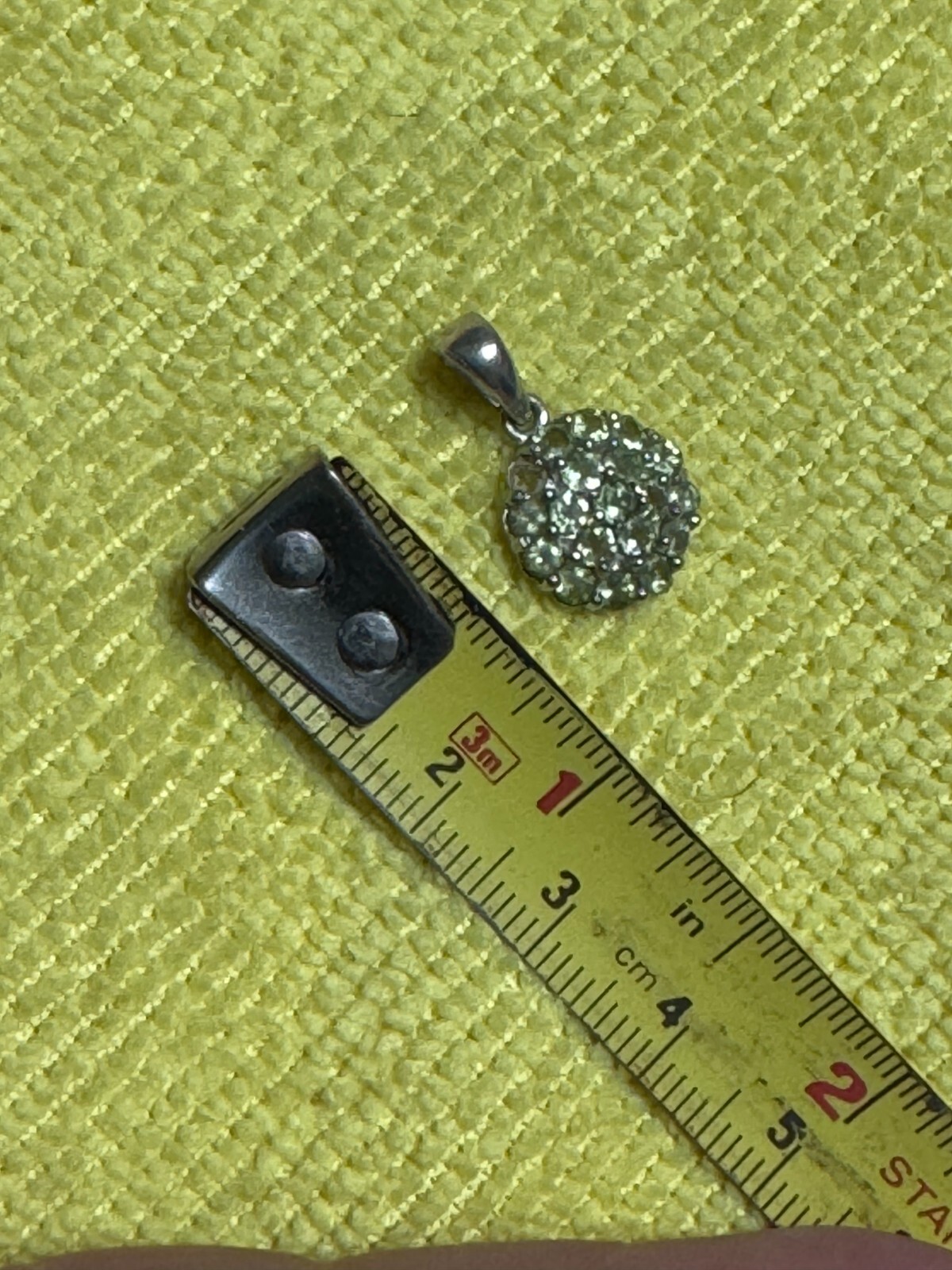 Sterling Silver Unknown Stone Custer Charm w/free ship (missing one stone)