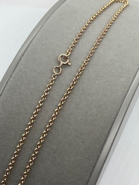 💕 🇬🇧 9ct Rose Gold MADE IN UK 🇬🇧 2.25mm Belcher Chain 16″ / 40cm (RBBL)